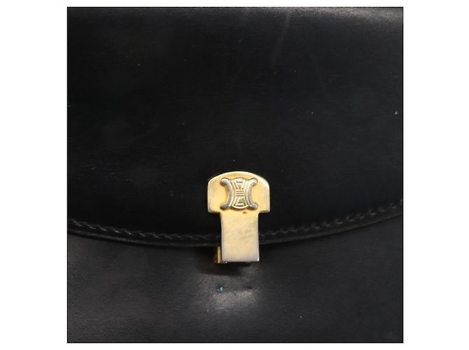 Céline Borsa a Spalla CELINE in Pelle Nera Oro Auth 160240 Nero D'oro - vista 17
