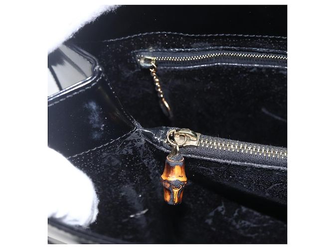 Borsa Tote GUCCI Smalto Nero Oro 002 1046 0407 Auth bs31886 - vista 18