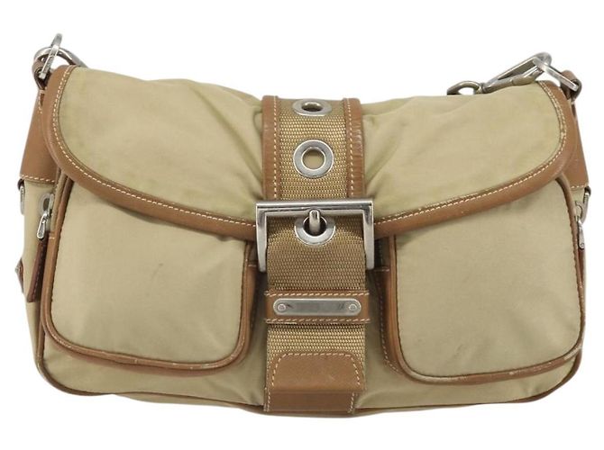 Borsa a Spalla PRADA Nylon Beige Argento Autentica ka1242 - vista 13