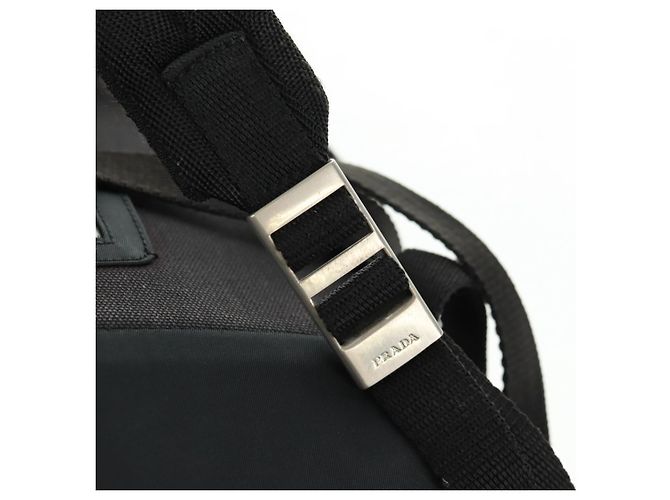 PRADA Backpack Nylon Black Silver Auth bs31838 Silvery - view 9