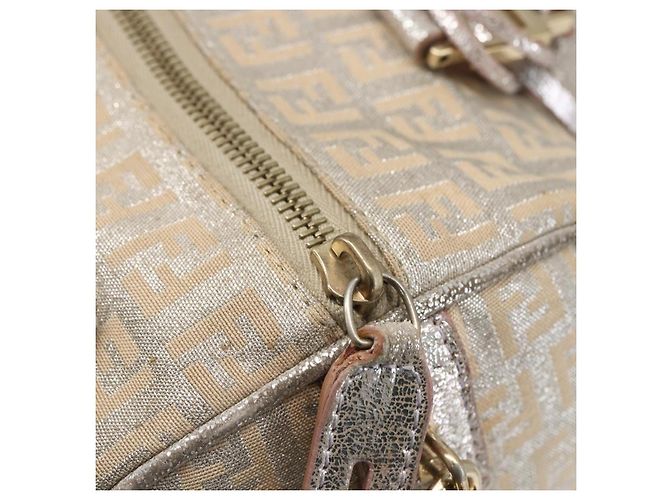 FENDI Zucchino Canvas Handtasche Silber Auth 160139 - Ansicht 10