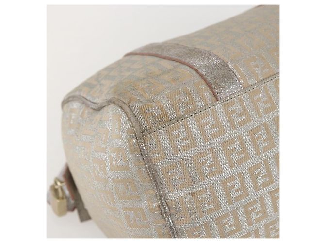 FENDI Zucchino Canvas Handtasche Silber Auth 160139 - Ansicht 14