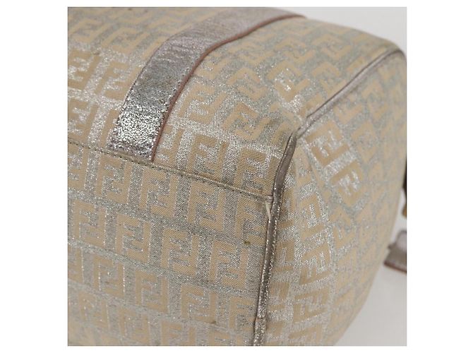FENDI Zucchino Canvas Handtasche Silber Auth 160139 - Ansicht 15