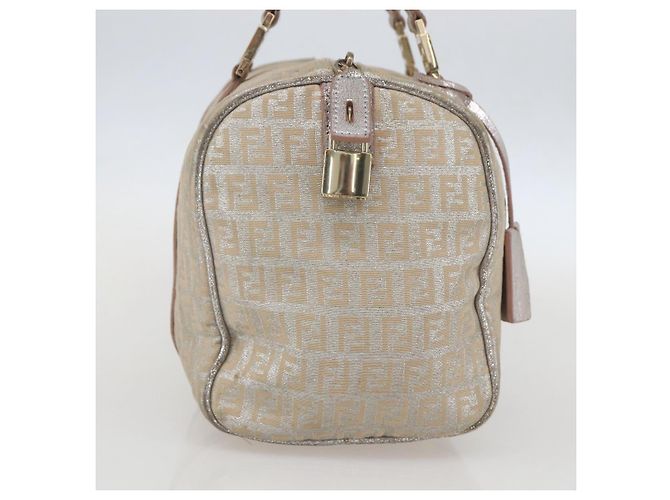 FENDI Zucchino Canvas Handtasche Silber Auth 160139 - Ansicht 3