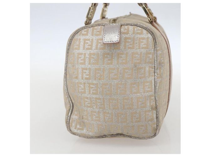 FENDI Zucchino Canvas Handtasche Silber Auth 160139 - Ansicht 4
