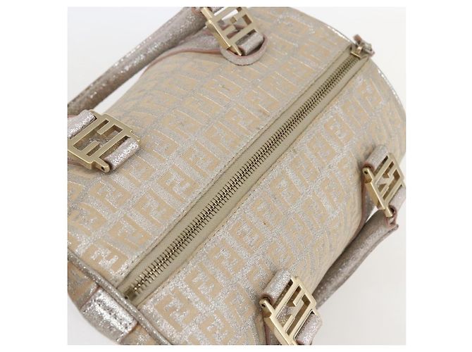 FENDI Zucchino Canvas Handtasche Silber Auth 160139 - Ansicht 6