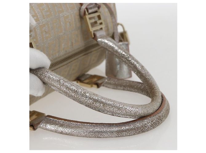 FENDI Zucchino Canvas Handtasche Silber Auth 160139 - Ansicht 7