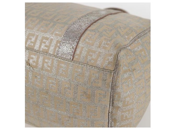 FENDI Zucchino Canvas Handtasche Silber Auth 160139 - Ansicht 9