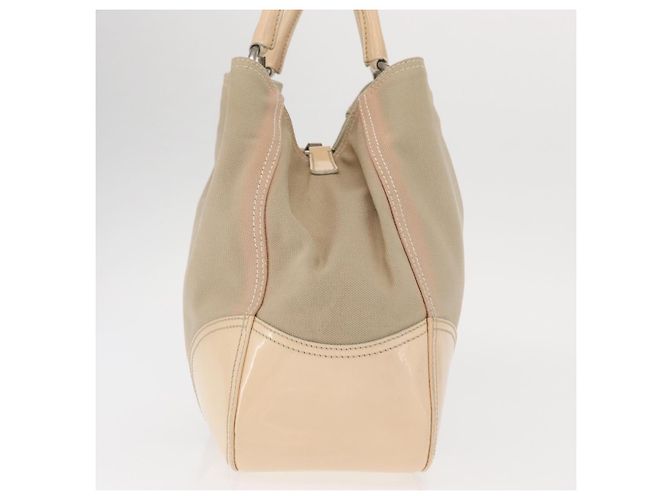 PRADA Tote Bag aus Canvas und Leder Beige Silber Authentisch 160268 - Ansicht 4