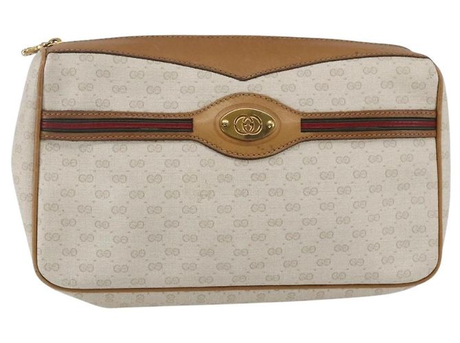 GUCCI Borsa Clutch Sherry Line in Tela Micro GG Bianca 014 904 0018 Auth BA9347 Bianco D'oro - vista 13
