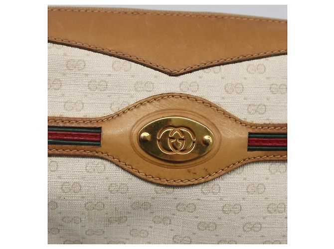 GUCCI Borsa Clutch Sherry Line in Tela Micro GG Bianca 014 904 0018 Auth BA9347 Bianco D'oro - vista 8