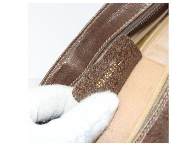Borsa a Spalla Gucci GG Supreme Web Sherry Line PVC Beige Oro Auth 158405 D'oro - vista 12