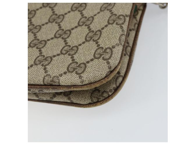 Borsa a Spalla Gucci GG Supreme Web Sherry Line PVC Beige Oro Auth 158405 D'oro - vista 15