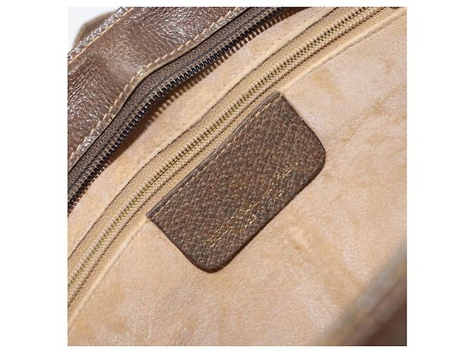 Borsa a Spalla Gucci GG Supreme Web Sherry Line PVC Beige Oro Auth 158405 D'oro - vista 18