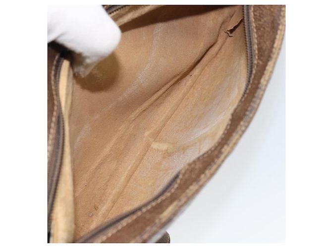 Borsa a Spalla Gucci GG Supreme Web Sherry Line PVC Beige Oro Auth 158405 D'oro - vista 22