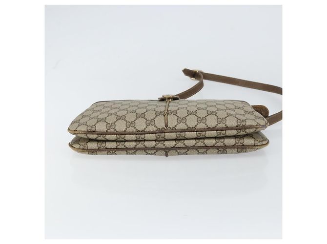 Borsa a Spalla Gucci GG Supreme Web Sherry Line PVC Beige Oro Auth 158405 D'oro - vista 5