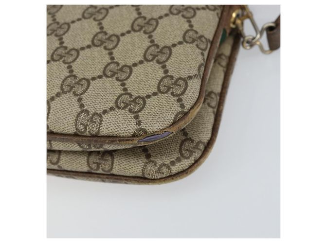 Borsa a Spalla Gucci GG Supreme Web Sherry Line PVC Beige Oro Auth 158405 D'oro - vista 9