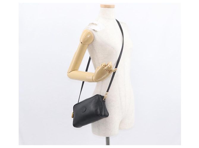 Borsa a Spalla in Pelle Nera e Oro GUCCI 007 87 0012 Auth 160291 Nero D'oro - vista 23