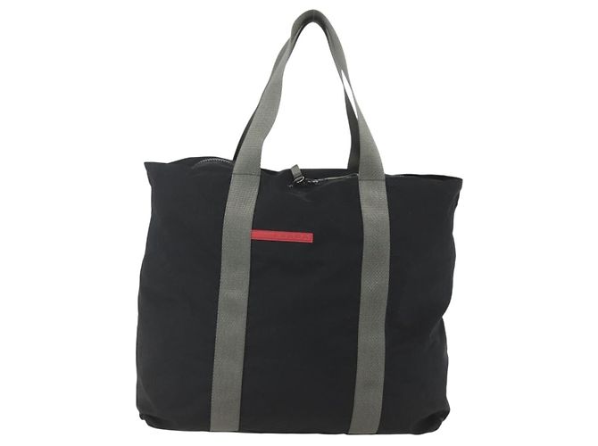 PRADA Borsa sportiva in nylon nera argento Auth 160518 Nero - vista 13