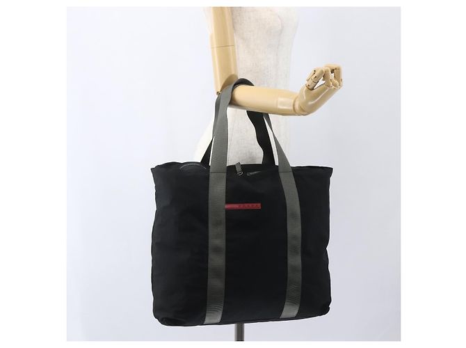 PRADA Borsa sportiva in nylon nera argento Auth 160518 Nero - vista 21