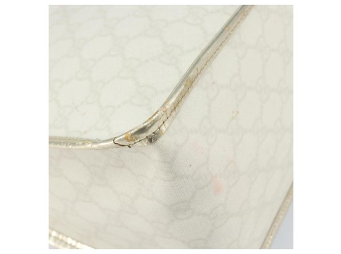 Borsa GUCCI GG Supreme in pelle PVC bianca e oro 190259 Auth 159013 Bianco D'oro - vista 14