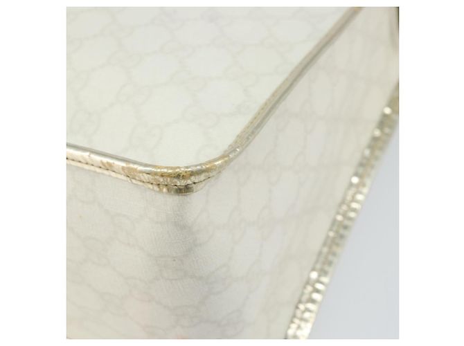 Borsa GUCCI GG Supreme in pelle PVC bianca e oro 190259 Auth 159013 Bianco D'oro - vista 15