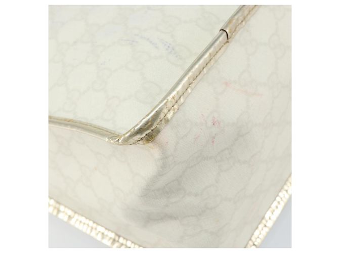 Borsa GUCCI GG Supreme in pelle PVC bianca e oro 190259 Auth 159013 Bianco D'oro - vista 16