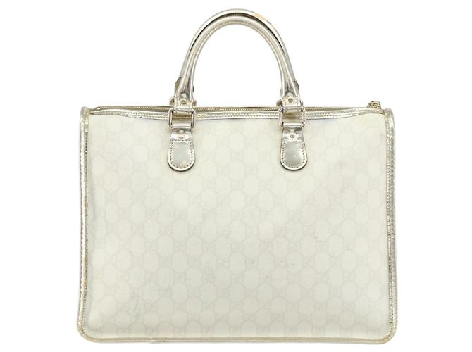Borsa GUCCI GG Supreme in pelle PVC bianca e oro 190259 Auth 159013 Bianco D'oro - vista 2