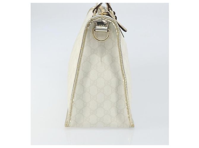 Borsa GUCCI GG Supreme in pelle PVC bianca e oro 190259 Auth 159013 Bianco D'oro - vista 3