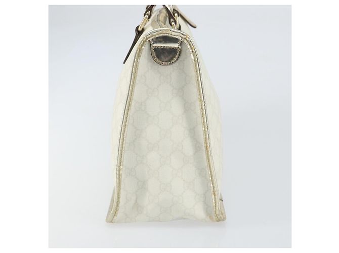 Borsa GUCCI GG Supreme in pelle PVC bianca e oro 190259 Auth 159013 Bianco D'oro - vista 4