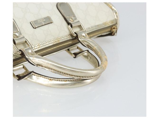 Borsa GUCCI GG Supreme in pelle PVC bianca e oro 190259 Auth 159013 Bianco D'oro - vista 7