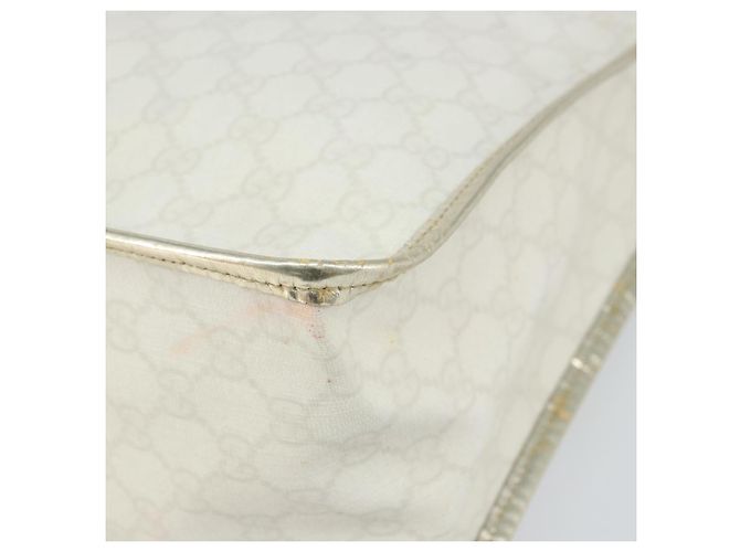Borsa GUCCI GG Supreme in pelle PVC bianca e oro 190259 Auth 159013 Bianco D'oro - vista 9