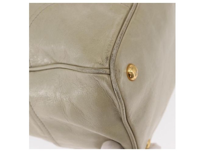 Borsa a Mano in Pelle PRADA 2 in 1 Beige Oro Auth ka1369 D'oro - vista 10