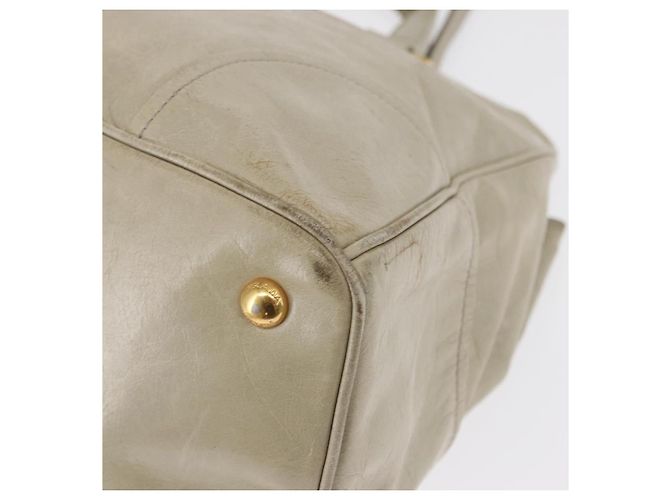 Borsa a Mano in Pelle PRADA 2 in 1 Beige Oro Auth ka1369 D'oro - vista 15