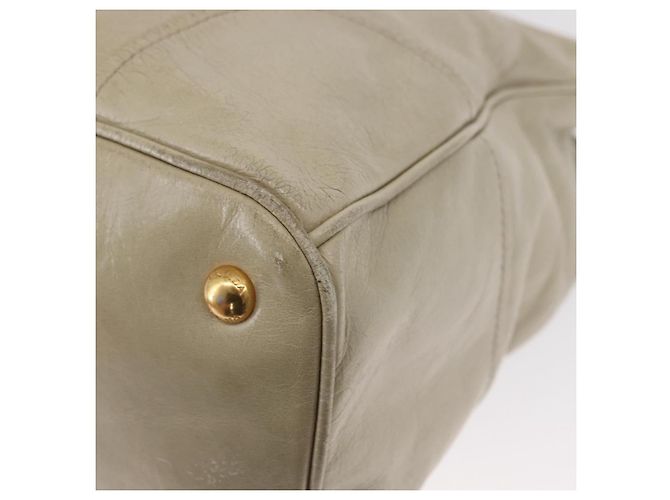 Borsa a Mano in Pelle PRADA 2 in 1 Beige Oro Auth ka1369 D'oro - vista 17