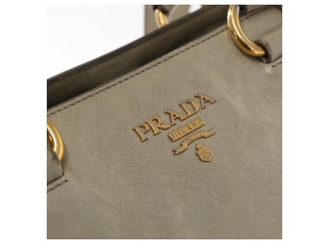 Borsa a Mano in Pelle PRADA 2 in 1 Beige Oro Auth ka1369 D'oro - vista 18
