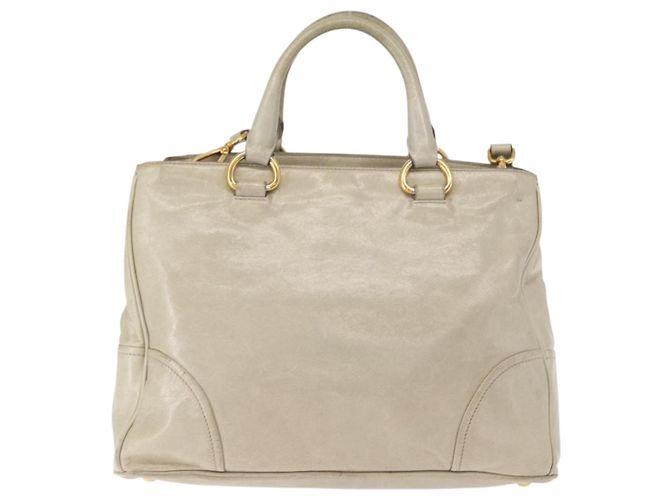 Borsa a Mano in Pelle PRADA 2 in 1 Beige Oro Auth ka1369 D'oro - vista 2