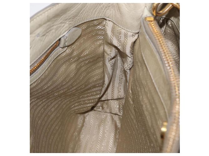 Borsa a Mano in Pelle PRADA 2 in 1 Beige Oro Auth ka1369 D'oro - vista 20