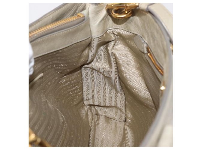 Borsa a Mano in Pelle PRADA 2 in 1 Beige Oro Auth ka1369 D'oro - vista 23