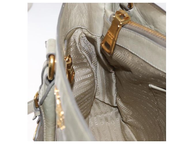 Borsa a Mano in Pelle PRADA 2 in 1 Beige Oro Auth ka1369 D'oro - vista 24