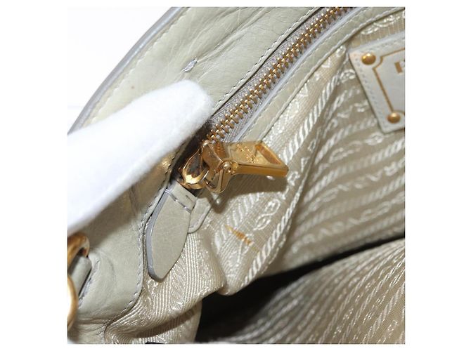 Borsa a Mano in Pelle PRADA 2 in 1 Beige Oro Auth ka1369 D'oro - vista 25