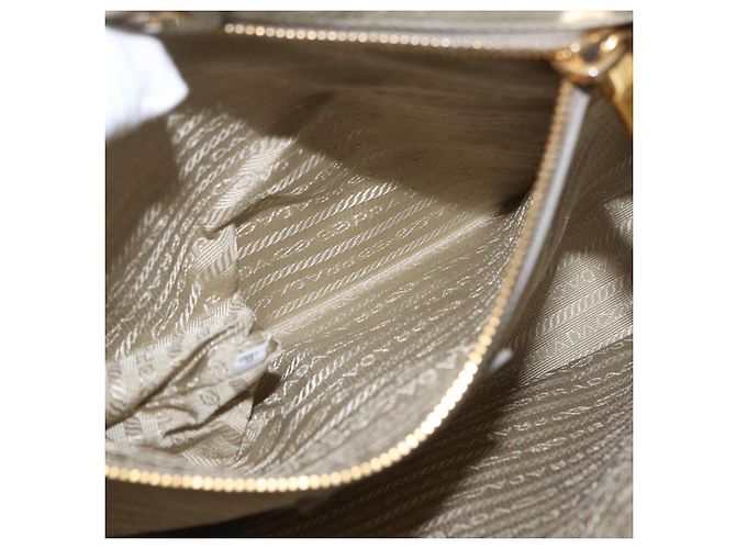 Borsa a Mano in Pelle PRADA 2 in 1 Beige Oro Auth ka1369 D'oro - vista 26