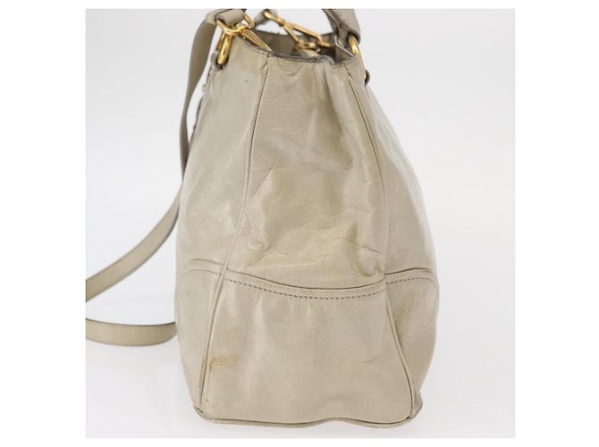 Borsa a Mano in Pelle PRADA 2 in 1 Beige Oro Auth ka1369 D'oro - vista 3