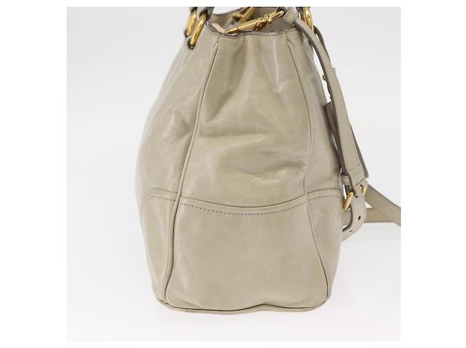 Borsa a Mano in Pelle PRADA 2 in 1 Beige Oro Auth ka1369 D'oro - vista 4