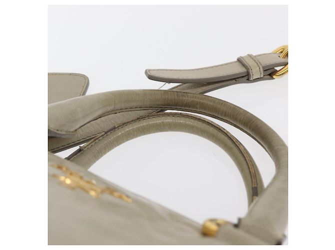 Borsa a Mano in Pelle PRADA 2 in 1 Beige Oro Auth ka1369 D'oro - vista 8