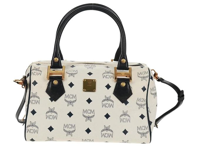 Borsa Boston MCM Logogram Vicetos in pelle PVC 2 in 1 bianca e oro Auth 159053 Bianco D'oro - vista 13