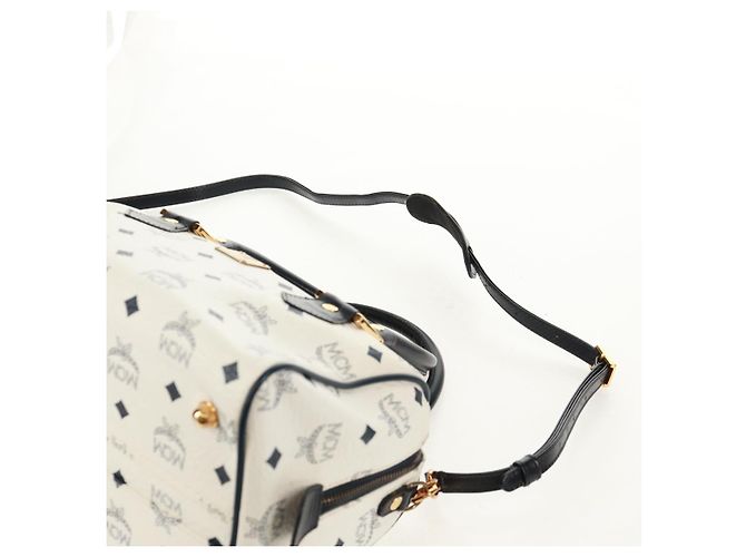 Borsa Boston MCM Logogram Vicetos in pelle PVC 2 in 1 bianca e oro Auth 159053 Bianco D'oro - vista 15