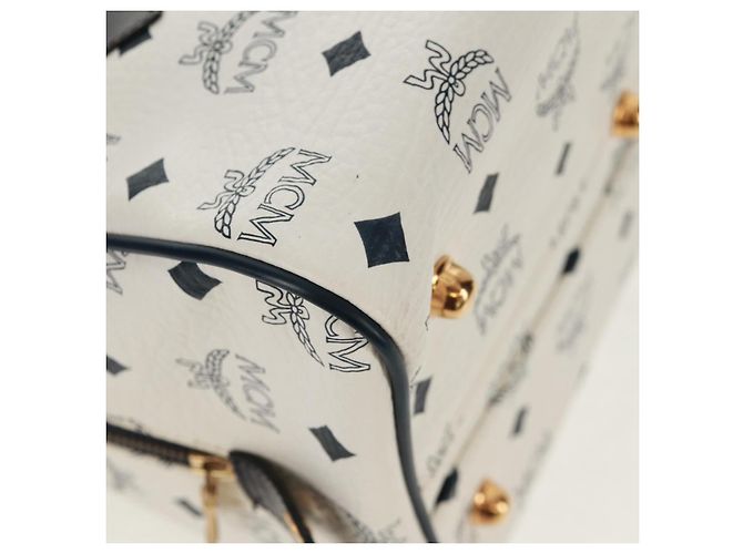 Borsa Boston MCM Logogram Vicetos in pelle PVC 2 in 1 bianca e oro Auth 159053 Bianco D'oro - vista 16