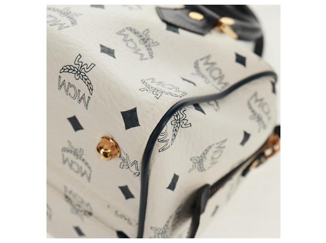Borsa Boston MCM Logogram Vicetos in pelle PVC 2 in 1 bianca e oro Auth 159053 Bianco D'oro - vista 17