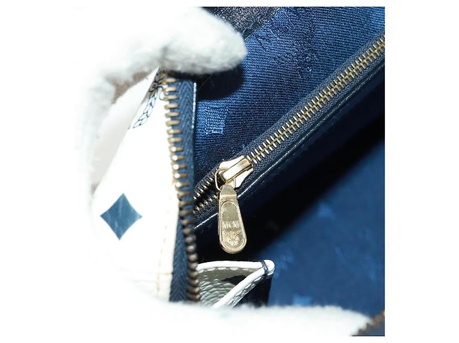 Borsa Boston MCM Logogram Vicetos in pelle PVC 2 in 1 bianca e oro Auth 159053 Bianco D'oro - vista 24